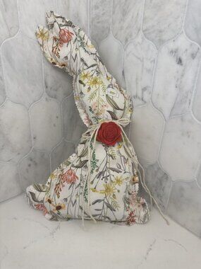 Handmade Fabric Bunny Shelf Sitter Wildflower Print Easter Spring Cottagecore
